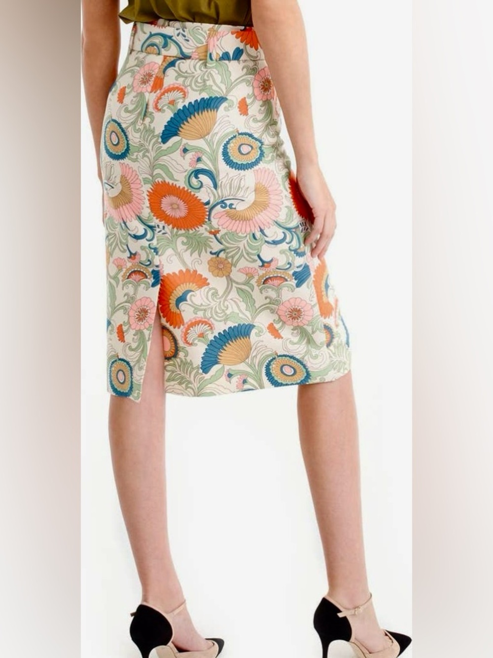 J.Crew Statement Floral Skirt Size 10 Tie Waist A-Line Retro Chic - Picture 3 of 13